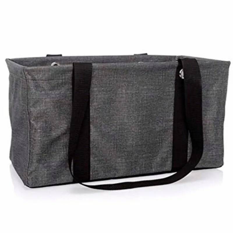 Thirty One MEDIUM UTILITY beach Picnic tote storage laundry Bag 31 gift in Charcoal Crosshatch