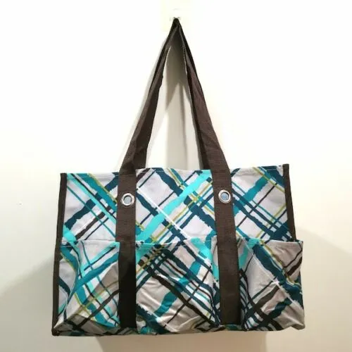 Thirty one Organizing Utility tote 31 gift shoulder bag in Sea Plaid