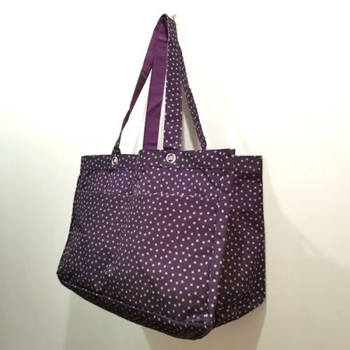 Thirty one Soft Utility tote travel beach large 31 gift bag Plum Dancing dot