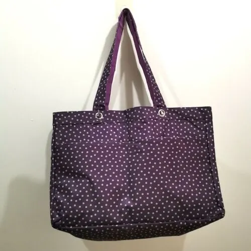 Thirty one Soft Utility tote travel beach large 31 gift bag Plum Dancing dot