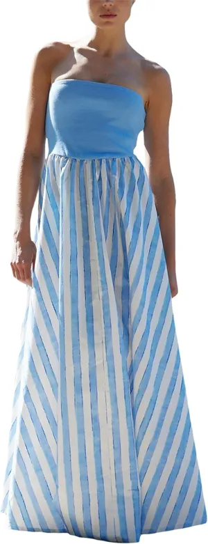 Thopavenoir Women's Strapless Floral Print Maxi Dress Chiffon Layered Tiered Tube Dresses Boho Baggy Swing Beach Sundresses