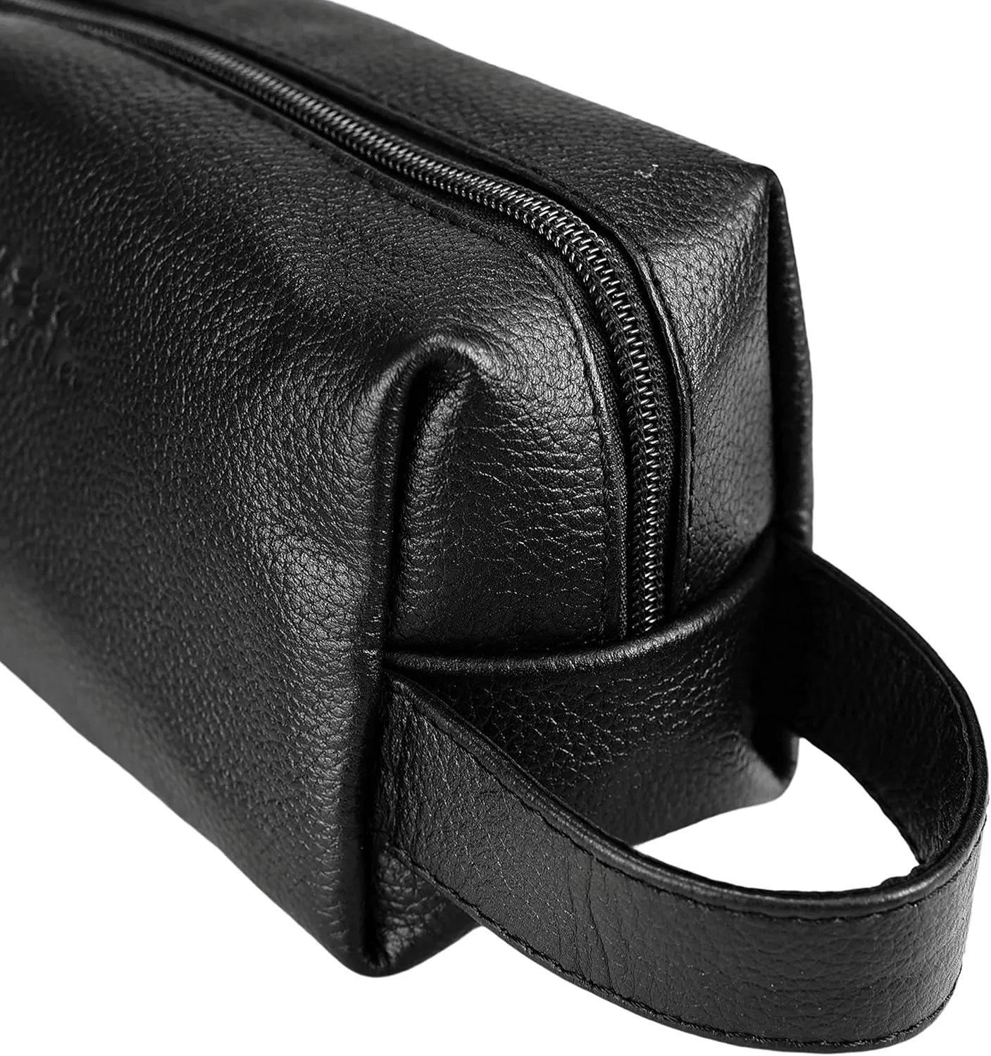 Toiletry Bag for Men and Women, Genuine Leather Travel Shaving & Dopp Kit for Toiletries, Cosmetics, Bathroom Organizer Shaving Bag, Grooming Kit Organizer (Mat Black)
