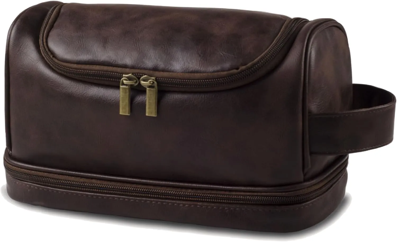 Toiletry Bag for Men Leather Travel Organizer Shaving Dopp Kit with hanging hook, Large Water-resistant Toiletries Bathroom Shaving Bags for Women