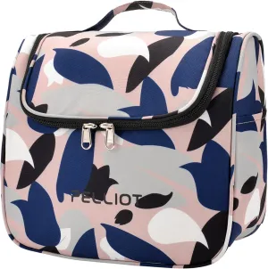 Toiletry Bag for Men Women Portable Hanging Travel Bag Water Repellent Toiletries Organizer Travel Essentials Pink Blue Print