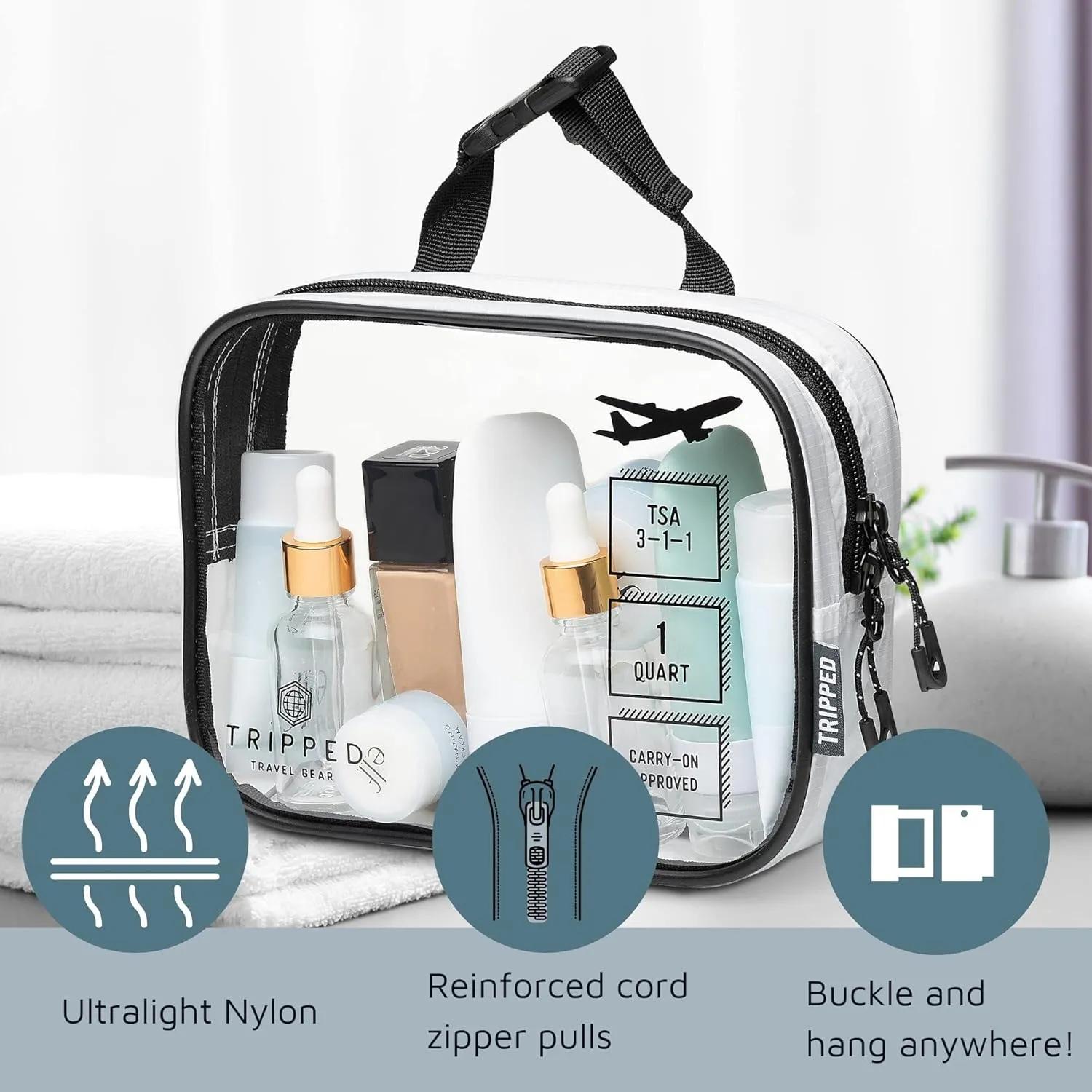 Toiletry Bag Kit Set: Hanging Travel Toiletry Bag   311 TSA Cosmetic Liquid Bag   Ultralight Accessory Organizer Pouch