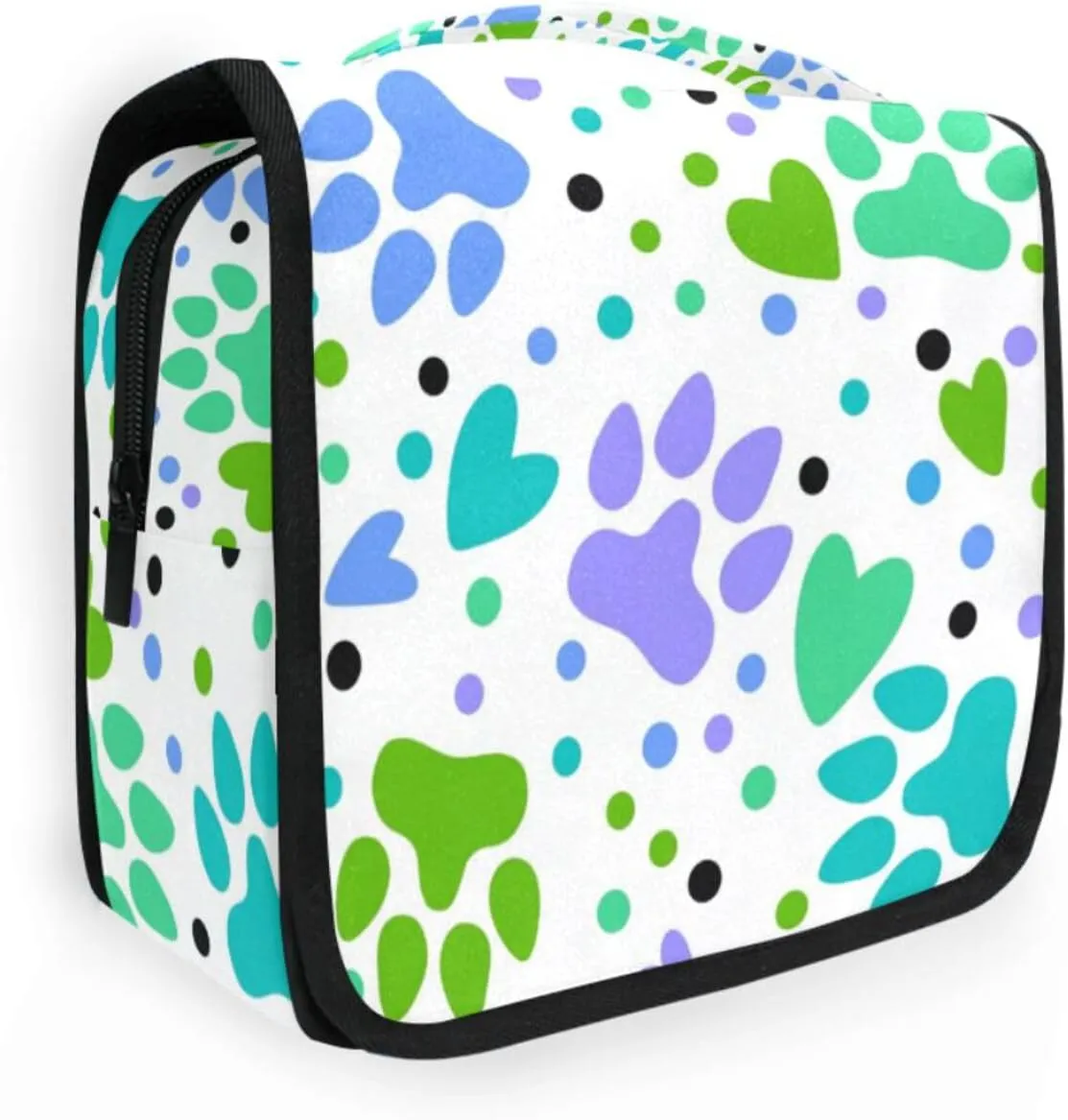 Toiletry Bag Travel Bag with Hanging Hook, Footprints Dig Cat Water-resistant Makeup Cosmetic Bag Travel Organizer for Accessories Shampoo Toiletries Trips Camping Bathroom