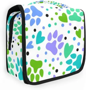 Toiletry Bag Travel Bag with Hanging Hook, Footprints Dig Cat Water-resistant Makeup Cosmetic Bag Travel Organizer for Accessories Shampoo Toiletries Trips Camping Bathroom
