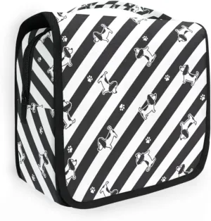 Toiletry Bag Travel Bag with Hanging Hook,Paw Footprint Dog Water-resistant Makeup Cosmetic Bag Travel Organizer for Accessories Shampoo Toiletries Trips Camping Bathroom