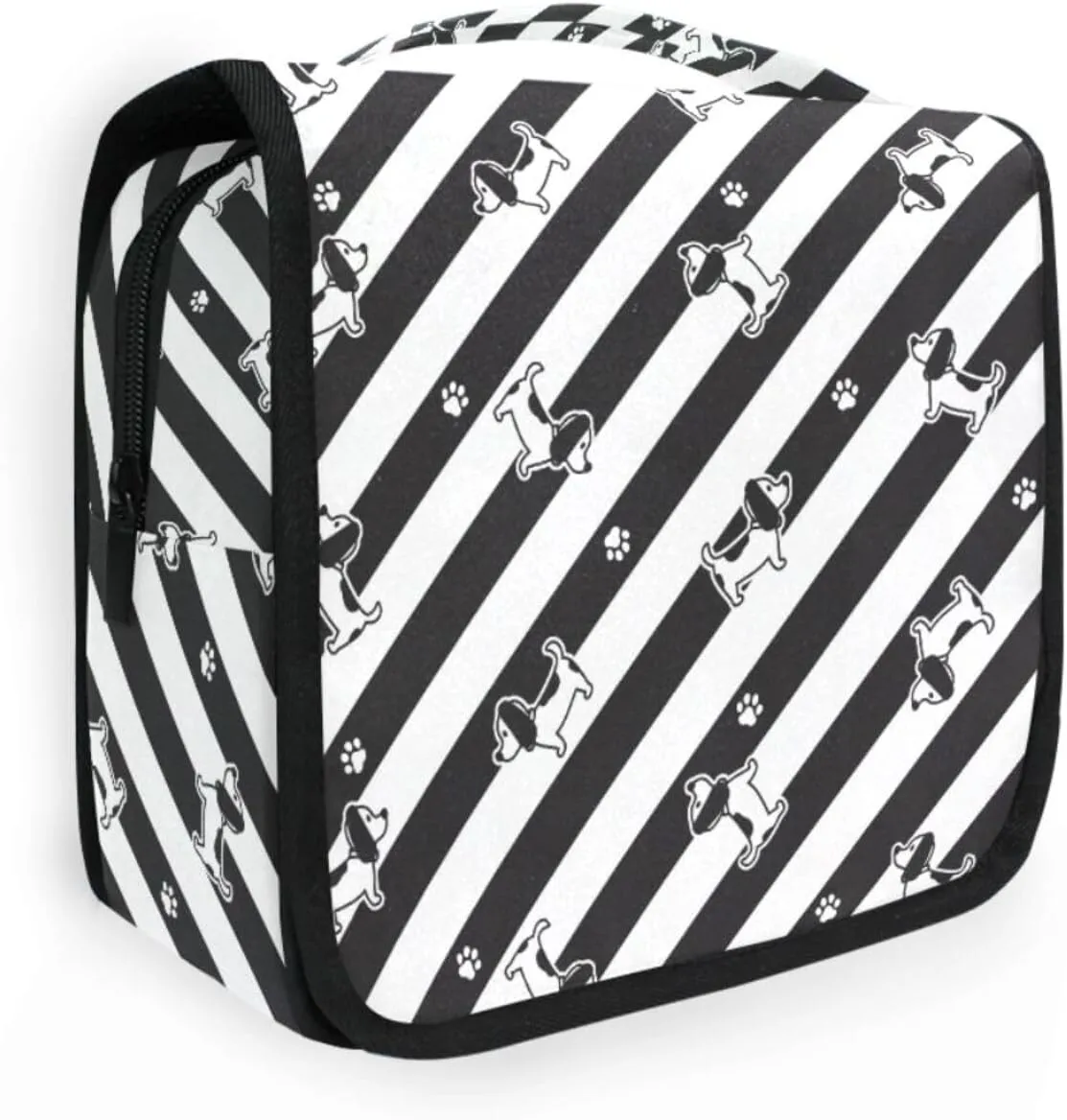 Toiletry Bag Travel Bag with Hanging Hook,Paw Footprint Dog Water-resistant Makeup Cosmetic Bag Travel Organizer for Accessories Shampoo Toiletries Trips Camping Bathroom