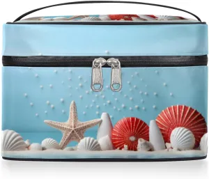 Toiletry Bags Sea Stars Large Capacity Travel Makeup Organizer Case, Sea Shells Portable Toiletry Bag for Women Makeup Brush Bag Storage Bag