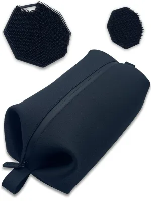 Toiletry Dopp Kit - Silicone Toiletry Kit Organizer, Bathroom Travel Kit For men- Silicone Toiletry Bag, Leak Resistance, Easy to Clean (Black, Medium 9 x 5 x 5 inches)