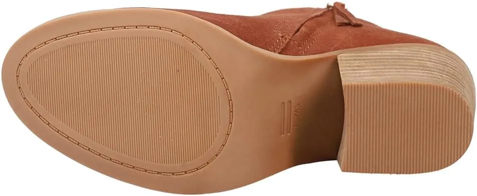 TOMS Womens Lea Zippered Round Toe Casual Boots Ankle Mid Heel 2-3" - Brown