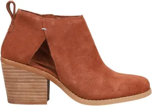 TOMS Womens Lea Zippered Round Toe Casual Boots Ankle Mid Heel 2-3" - Brown