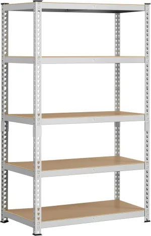 Topeakmart 5-Tier Utility Shelves, Metal Storage Shelves Garage Shelving Unit Adjustable Garage Storage Shelves Storage Racks Heavy Duty Shed Shelving- Silver, 35.5 x 17.5 x 72 Inch