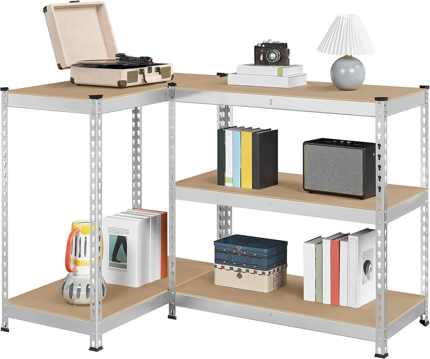 Topeakmart 5-Tier Utility Shelves, Metal Storage Shelves Garage Shelving Unit Adjustable Garage Storage Shelves Storage Racks Heavy Duty Shed Shelving- Silver, 35.5 x 17.5 x 72 Inch