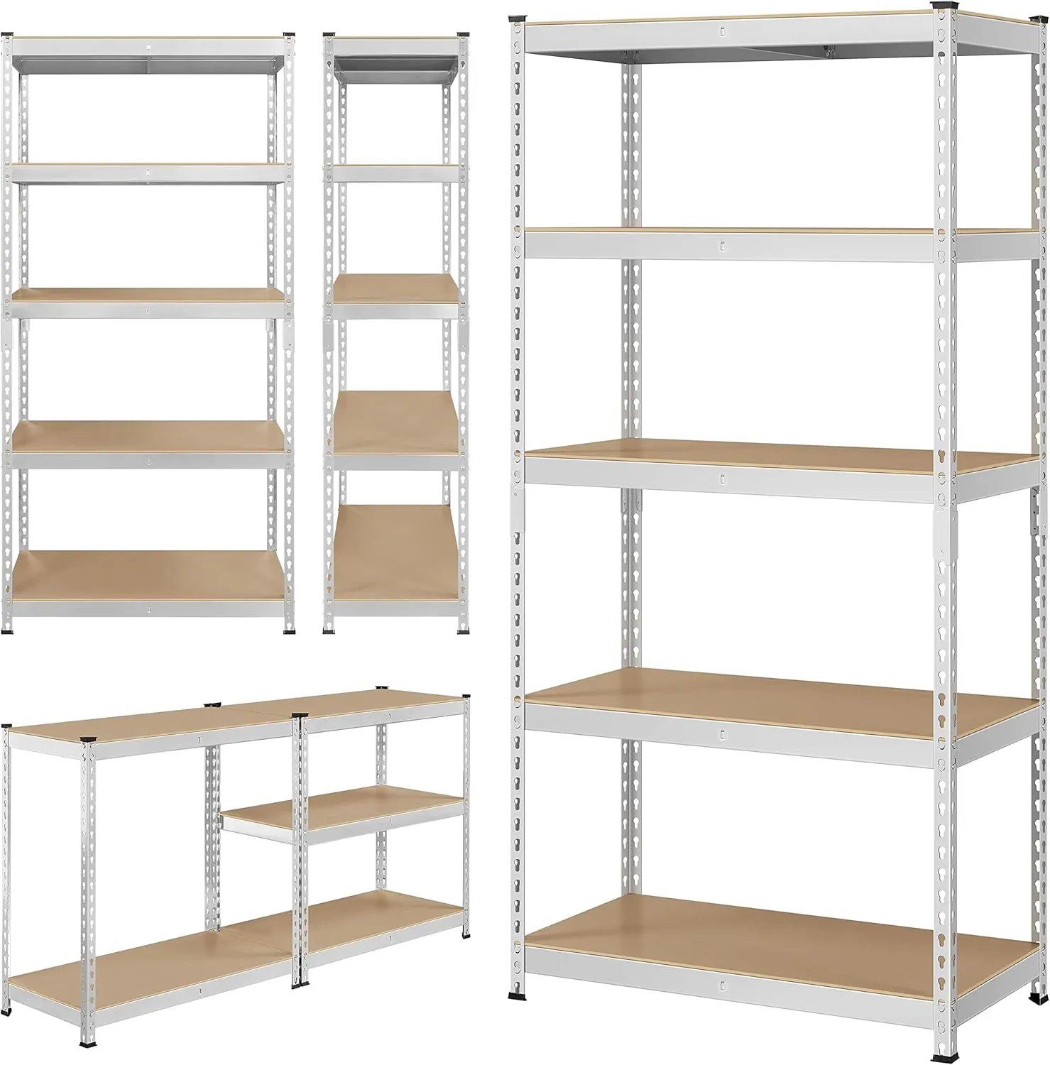 Topeakmart 5-Tier Utility Shelves, Metal Storage Shelves Garage Shelving Unit Adjustable Garage Storage Shelves Storage Racks Heavy Duty Shed Shelving- Silver, 35.5 x 17.5 x 72 Inch
