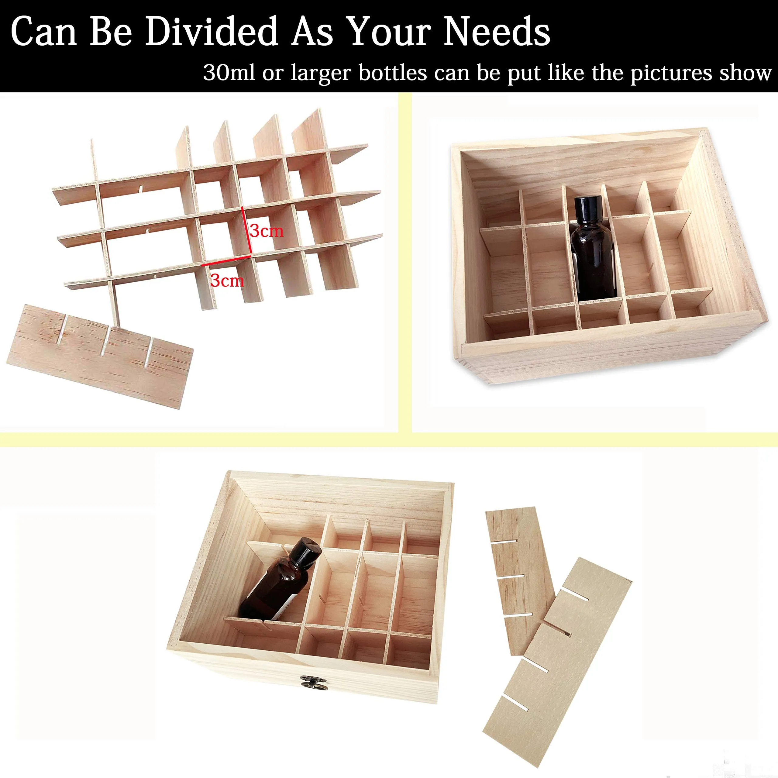 TORIBIO Essential Oil Box, Wooden Essential Oils Storage Holder Organizer for 96 Bottles, Holds 5 to 30 ml for Young Living & Doterra Bottles