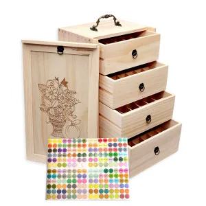 TORIBIO Essential Oil Box, Wooden Essential Oils Storage Holder Organizer for 96 Bottles, Holds 5 to 30 ml for Young Living & Doterra Bottles