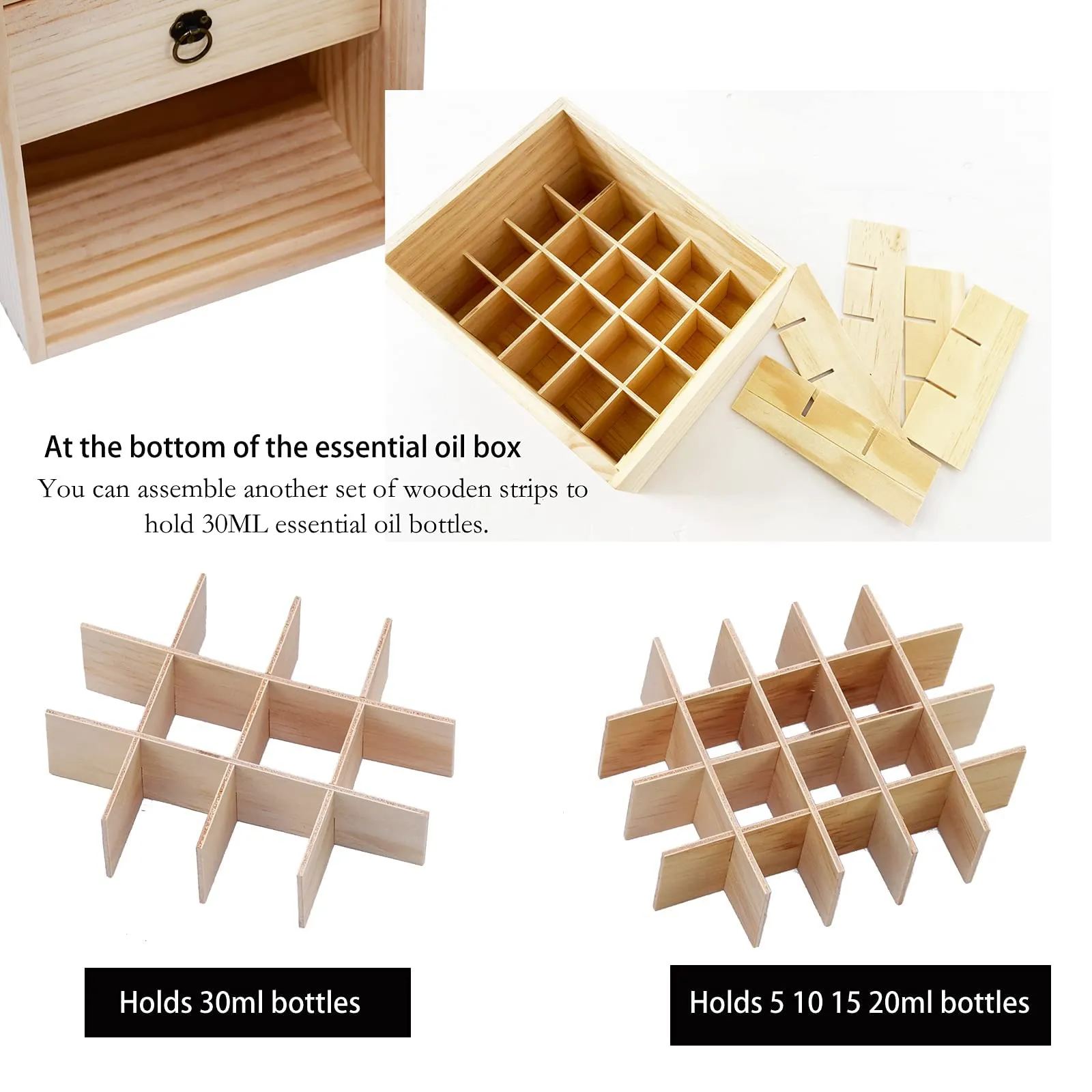 TORIBIO Essential Oil Box, Wooden Essential Oils Storage Holder Organizer for 96 Bottles, Holds 5 to 30 ml for Young Living & Doterra Bottles