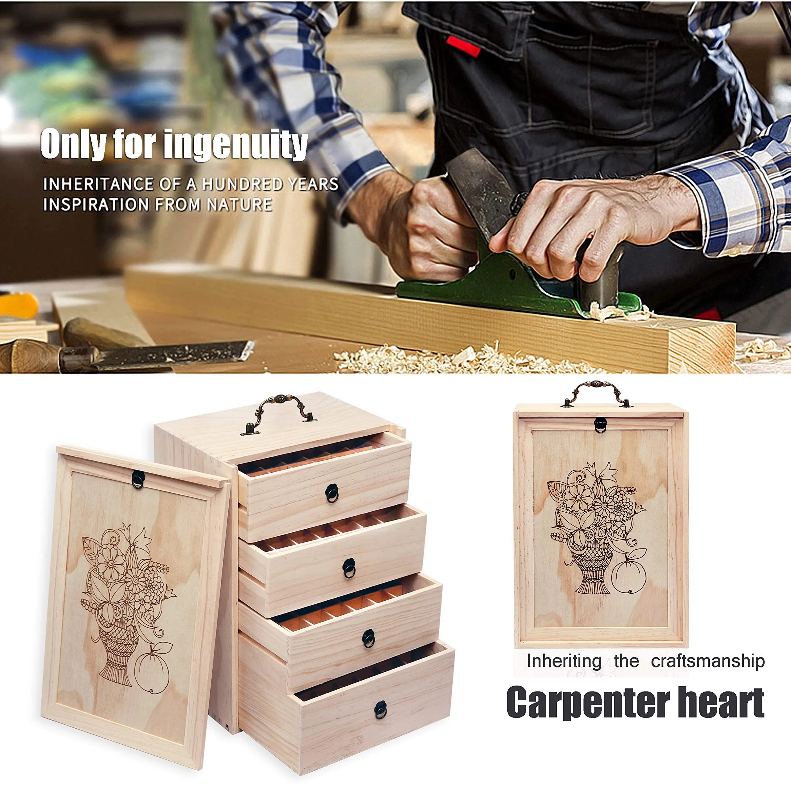 TORIBIO Essential Oil Box, Wooden Essential Oils Storage Holder Organizer for 96 Bottles, Holds 5 to 30 ml for Young Living & Doterra Bottles