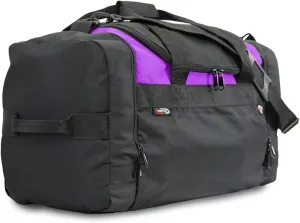 Trackster Auto Racing Motorsports Gym Gear Sports Equipment Duffel Bag (Black-Purple)