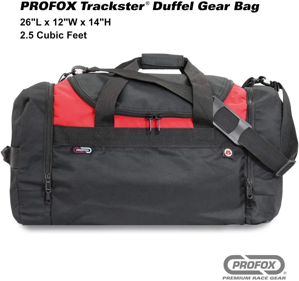 Trackster Auto Racing Motorsports Gym Gear Sports Equipment Duffel Bag (Black-Red)