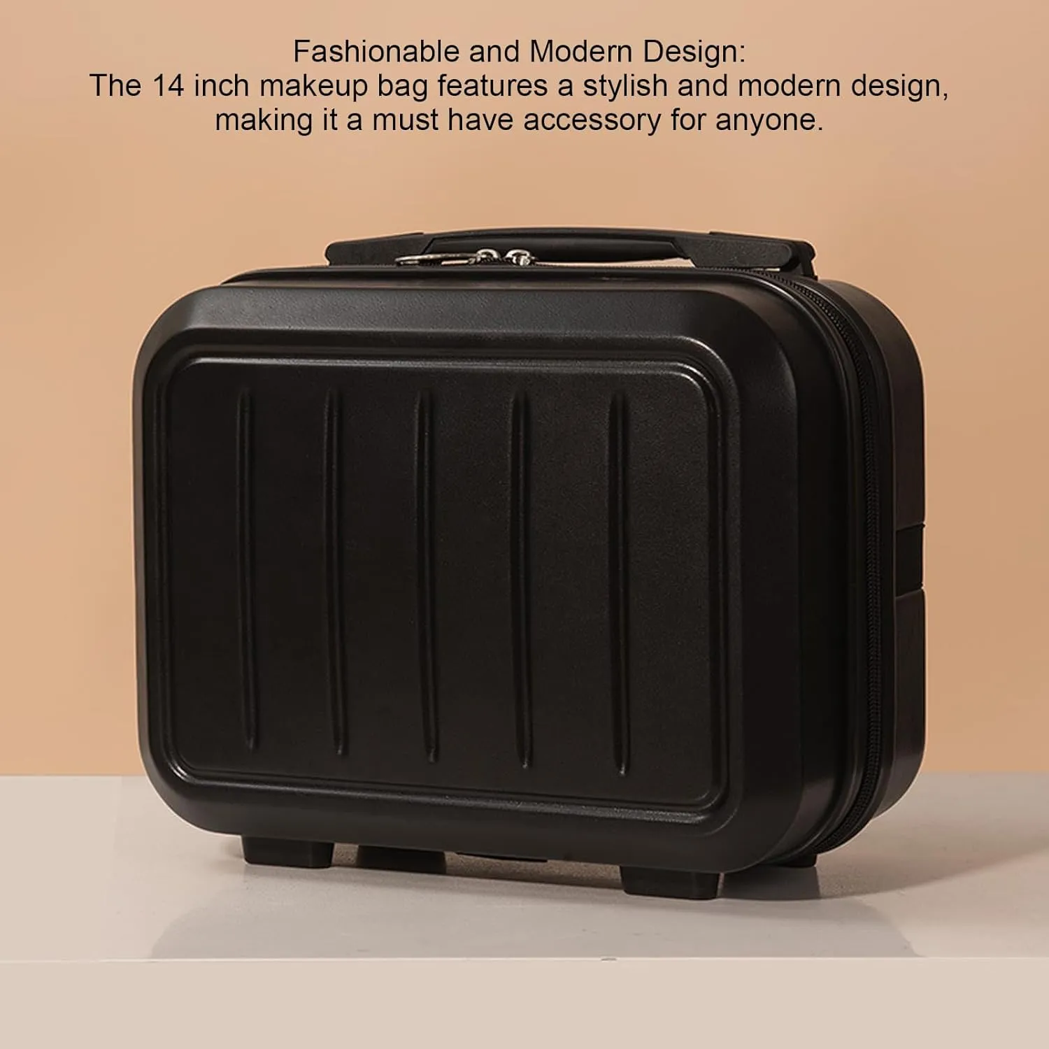 Travel Cosmetic Case, Fashionable 14in Cosmetic Bag for Travel (Black)