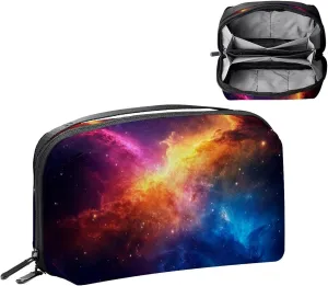 Travel Electronic Organizer, Colorful Space Galaxy Nebula Portable Tech Bag, Electronic Accessories Pouch, Waterproof Cable Case for Charger Power Bank USB SD Card Earphone