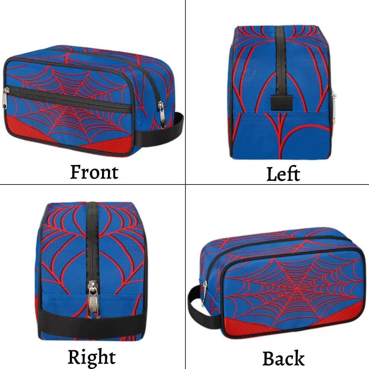 Travel Toiletry Bag for Boys Kids, Blue Spider Web Waterproof Hanging Dopp Kit for Teens Men, Cool Carrying Case Compatible With Nintendo Switch and New OLED Console