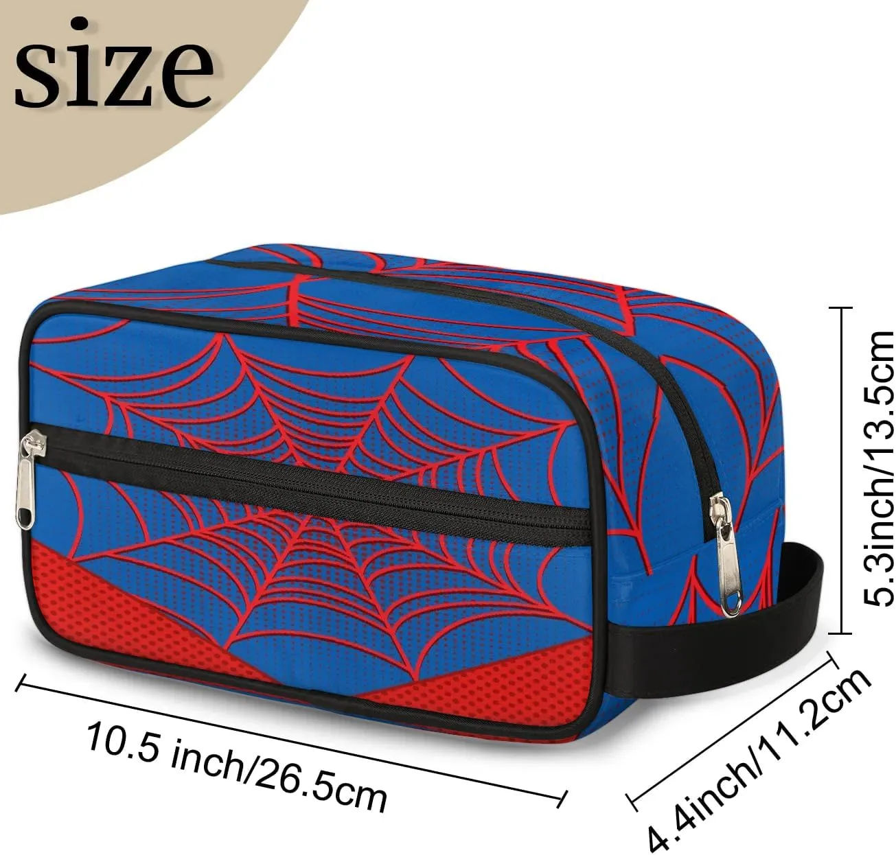 Travel Toiletry Bag for Boys Kids, Blue Spider Web Waterproof Hanging Dopp Kit for Teens Men, Cool Carrying Case Compatible With Nintendo Switch and New OLED Console