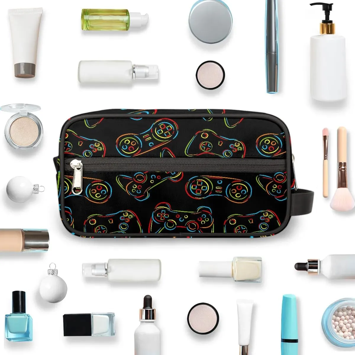 Travel Toiletry Bag for Boys Kids, Video Game Waterproof Hanging Dopp Kit for Teens Men, Cool Switch Carrying Case Compatible with Nintendo Switch and New Switch OLED Console
