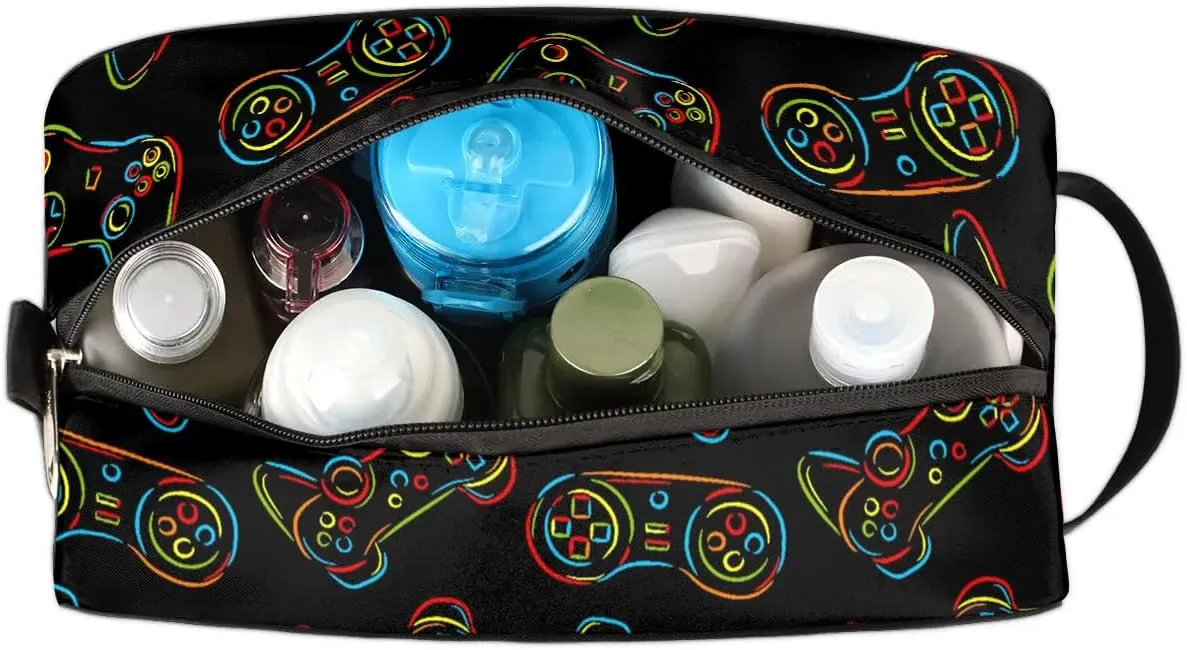 Travel Toiletry Bag for Boys Kids, Video Game Waterproof Hanging Dopp Kit for Teens Men, Cool Switch Carrying Case Compatible with Nintendo Switch and New Switch OLED Console