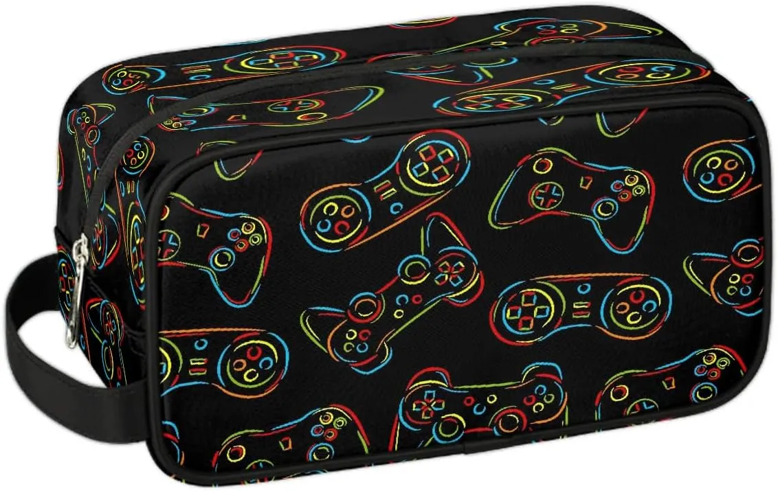 Travel Toiletry Bag for Boys Kids, Video Game Waterproof Hanging Dopp Kit for Teens Men, Cool Switch Carrying Case Compatible with Nintendo Switch and New Switch OLED Console