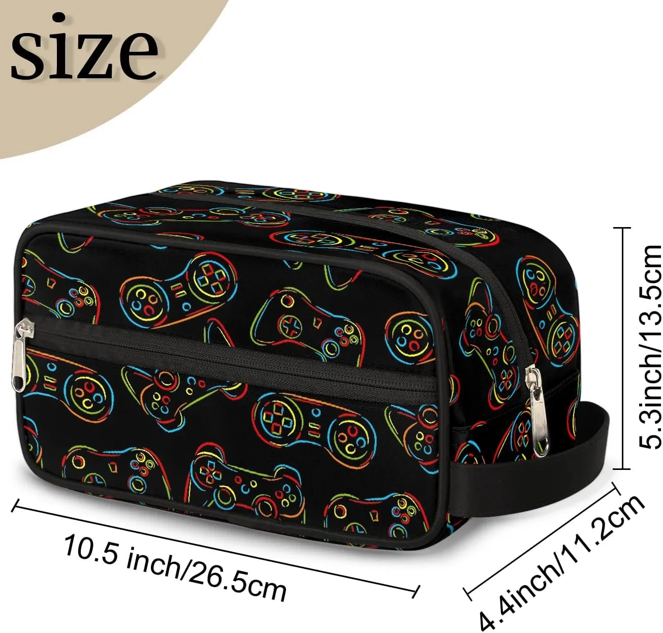 Travel Toiletry Bag for Boys Kids, Video Game Waterproof Hanging Dopp Kit for Teens Men, Cool Switch Carrying Case Compatible with Nintendo Switch and New Switch OLED Console