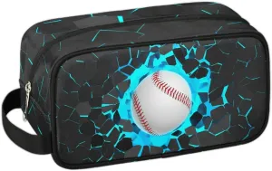 Travel Toiletry Bag for Boys Kids, Waterproof Hanging Dopp Kit for Teens Men, Blue Baseball Cool Switch Carrying Case Compatible with Nintendo Switch and New Switch OLED Console