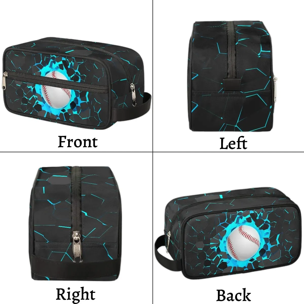 Travel Toiletry Bag for Boys Kids, Waterproof Hanging Dopp Kit for Teens Men, Blue Baseball Cool Switch Carrying Case Compatible with Nintendo Switch and New Switch OLED Console