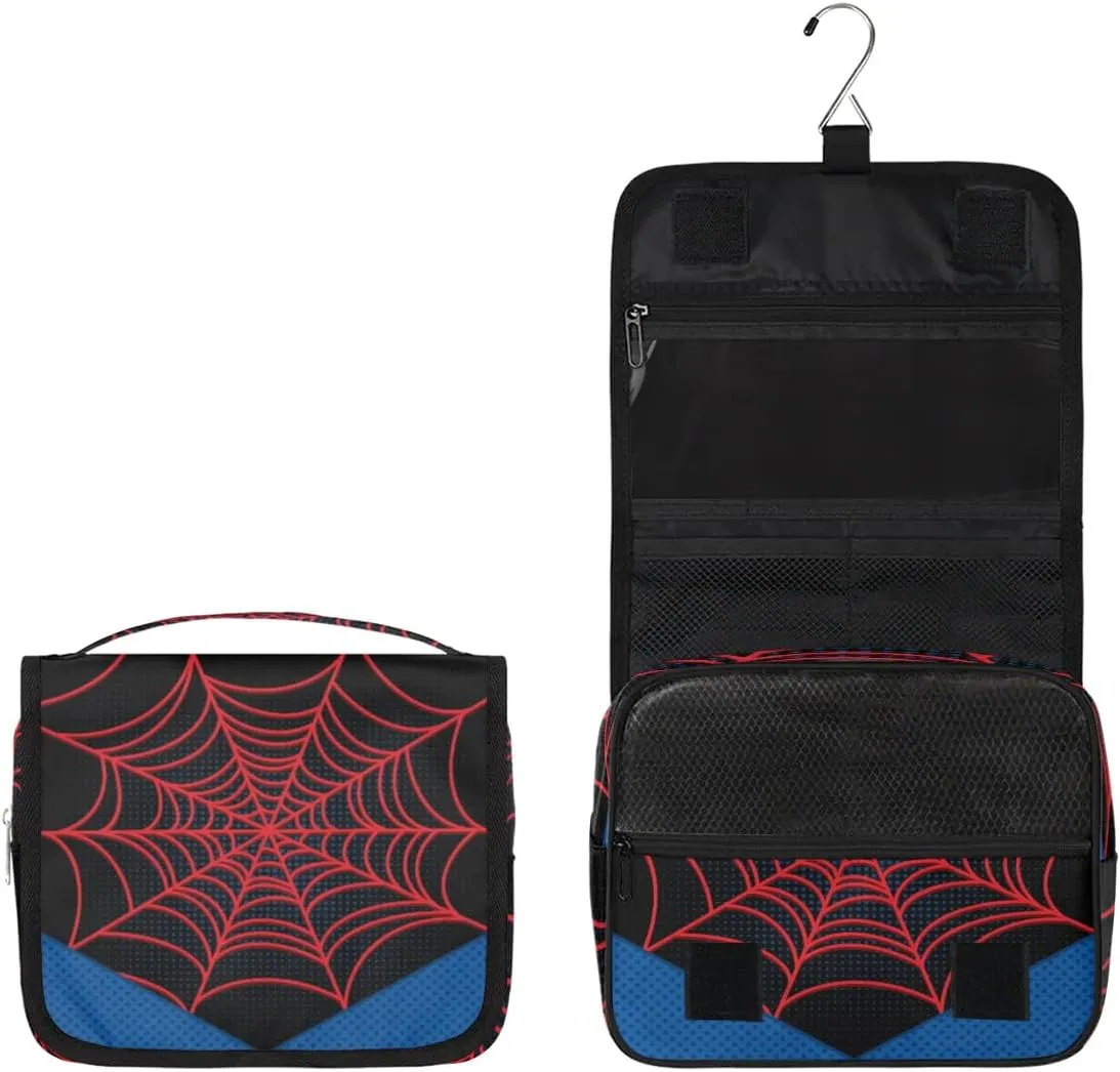 Travel Toiletry Bag for Boys Men, Black Spider Web Large Hanging Shaving Dopp Kit Waterproof Bathroom Toiletries Organizer Cosmetic Bags