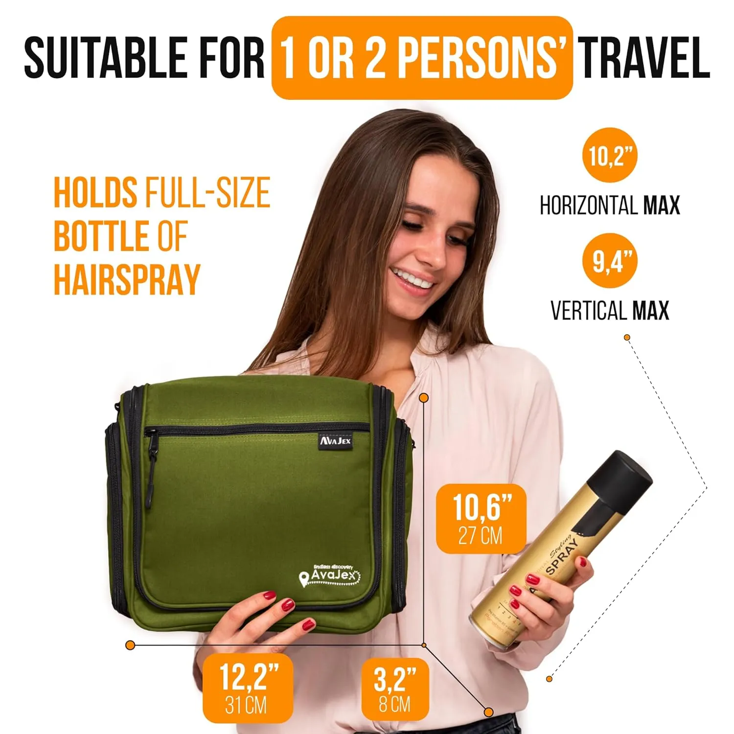 Travel Toiletry Bag for Men and Women - Large Hanging Toiletry Organizer - Waterproof Hygiene Bag with Metal XXL Swivel Hook, with YKK Zippers and 19 Compartments for Toiletries, Makeup, Cosmetics