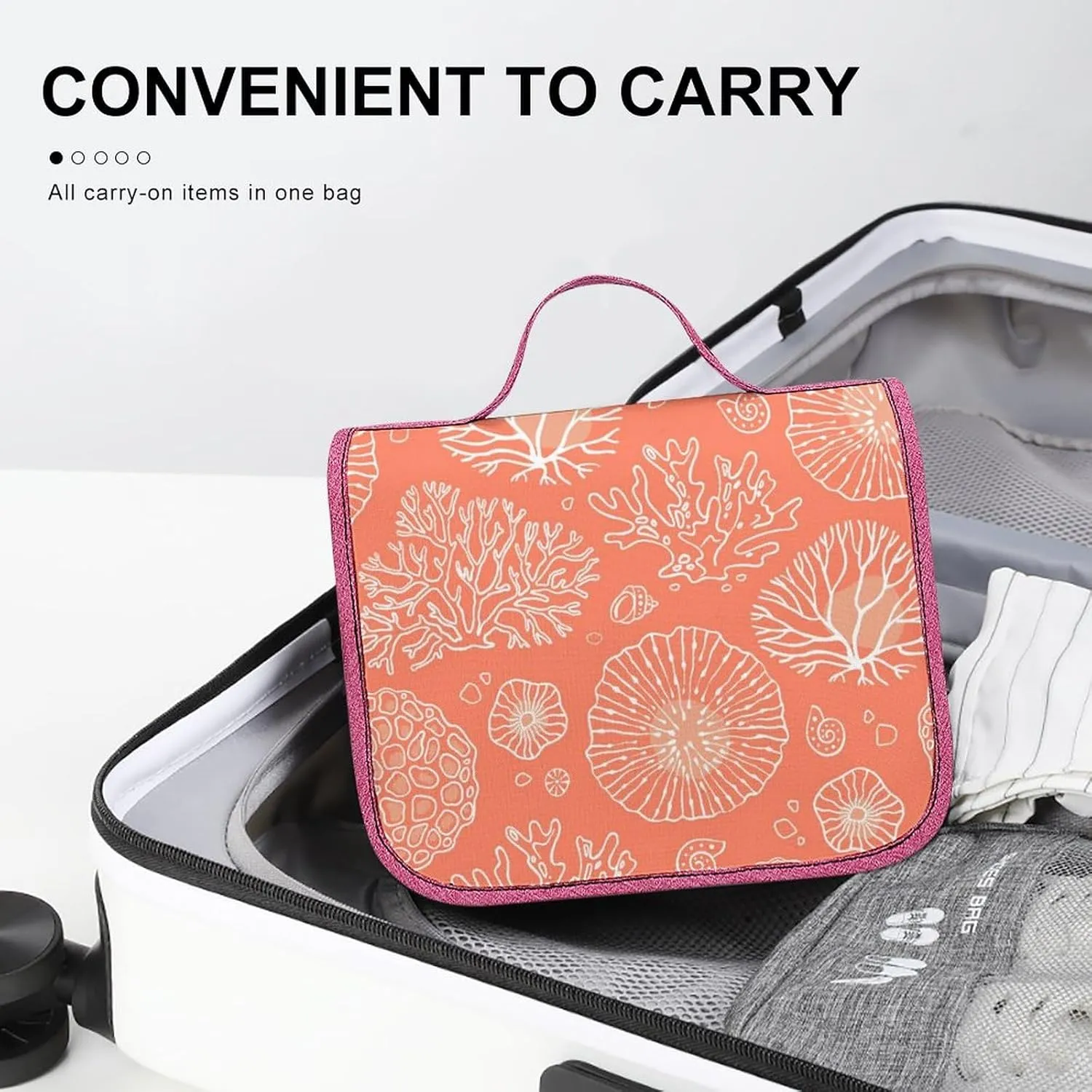 Travel Toiletry Bag For Women Hanging Makeup Bag Cosmetic Bag Travel Essentials Organizer He Marine Theme With Beautiful Corals