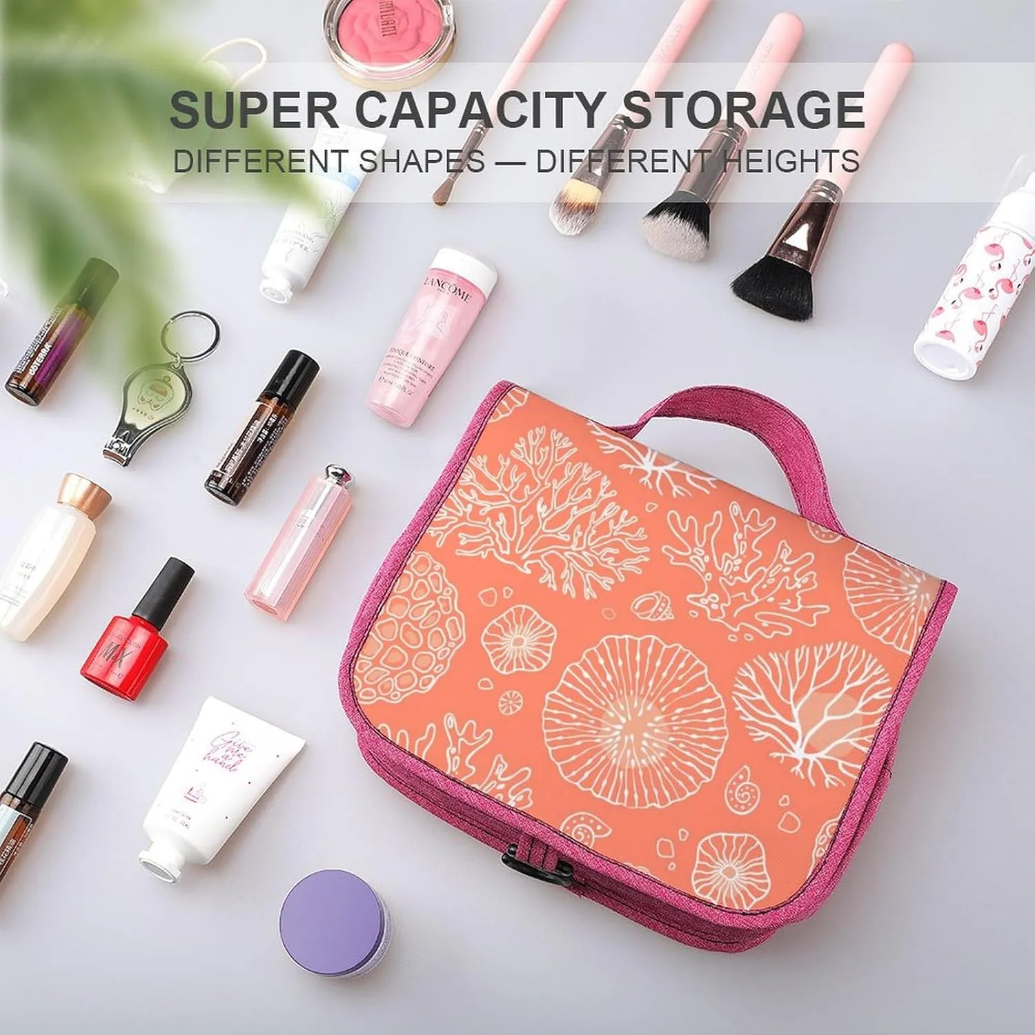 Travel Toiletry Bag For Women Hanging Makeup Bag Cosmetic Bag Travel Essentials Organizer He Marine Theme With Beautiful Corals