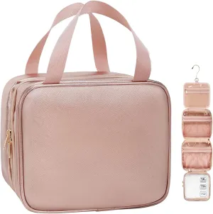Travel Toiletry Bag for Women, Hanging Toiletry Bag for Toiletries Large Wash Bag for Full Sized Container, Makeup Cosmetic Bag Travel Organizer Waterproof Foldable Makeup Bag for Bathroom