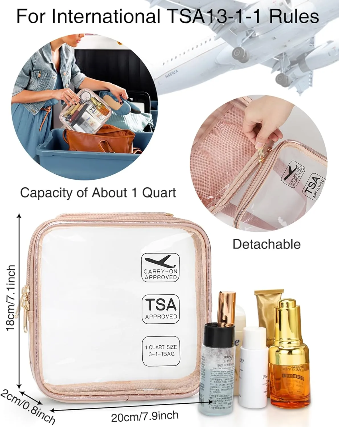 Travel Toiletry Bag for Women, Hanging Toiletry Bag for Toiletries Large Wash Bag for Full Sized Container, Makeup Cosmetic Bag Travel Organizer Waterproof Foldable Makeup Bag for Bathroom