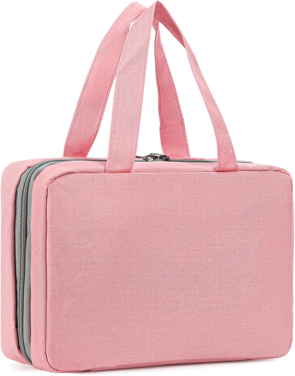 Travel Toiletry Bag for Women, Hanging Waterproof Makeup Organizer, Portable Cosmetic Bag for Toiletries, Makeup, and Travel Accessories, Medium Size, Pink