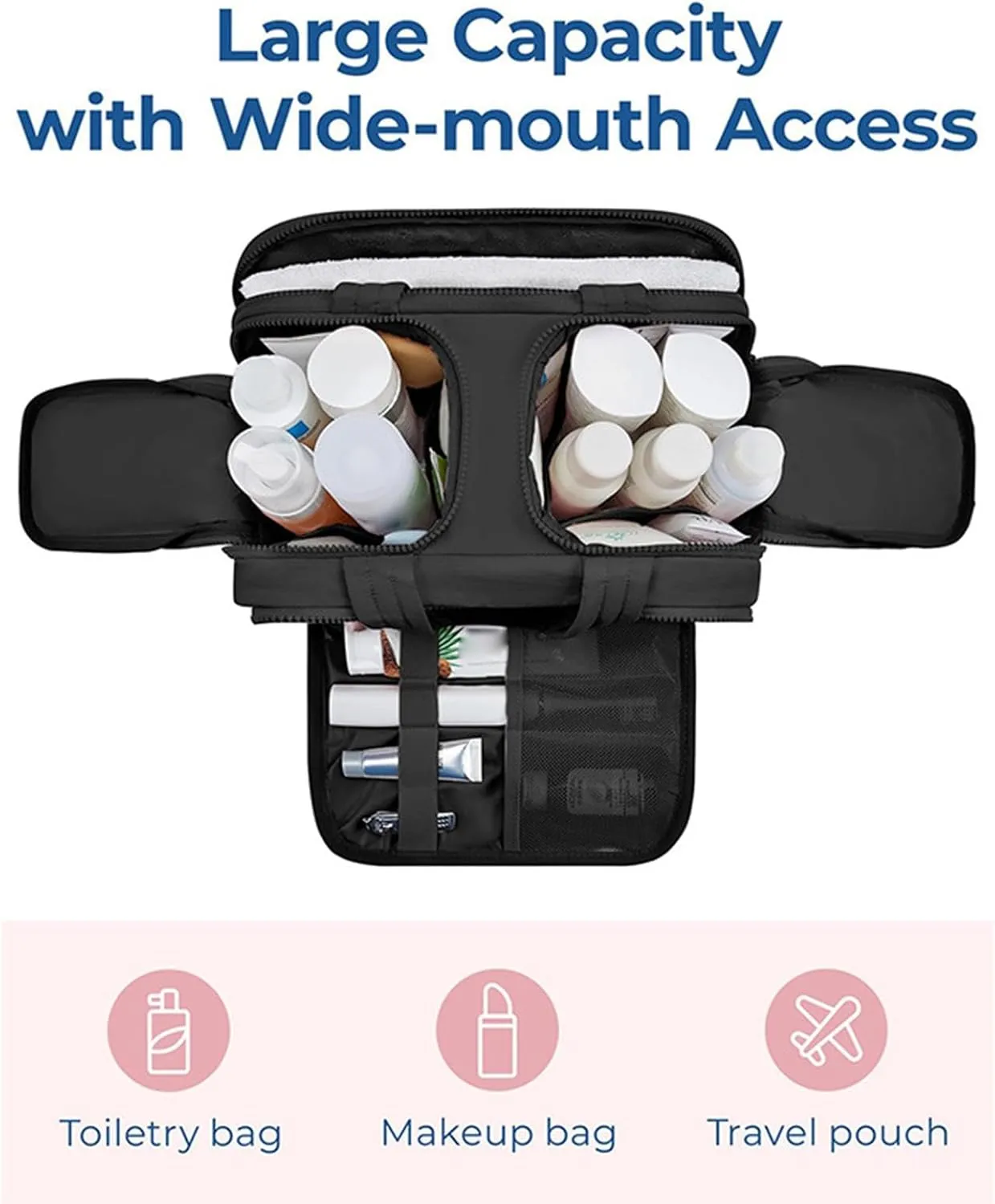 Travel Toiletry Bag for Women - Toiletries Travel Bag Women | Toiletry Travel Bag Women | Travel Bags for Women Toiletry | Womens Toiletry Travel Bag | Lightweight Large Wide Opening Organizer Bag