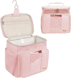 Travel Toiletry Bag for Women, Water Resistant Portable Hanging Toiletry Bags for Traveling, College Dorm, Bathroom, Gym, Shower Caddy, Organizer for Full Sized Bottles, Toiletries (Pink)