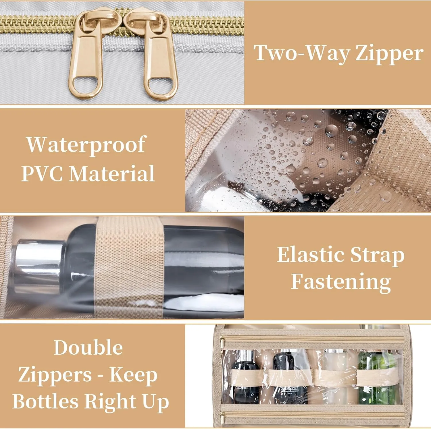 Travel Toiletry Bag - Spacious Toiletry Bag with Hanging Hook, Waterproof Makeup Bag for Women & Men, Travel Essentials (Large-White)