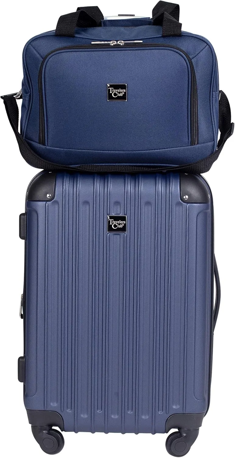 Travelers Club Midtown Hardside Luggage Travel, Navy Blue, 4-Piece Set