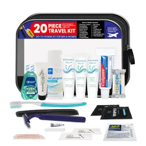Trektote 20-Piece Travel Toiletries Kit – TSA Approved Hygiene Set, Compact Toiletry Bag – Essential Toiletries Set for Men and Women – Portable, Reusable, and Perfectly Sized for Easy Packing