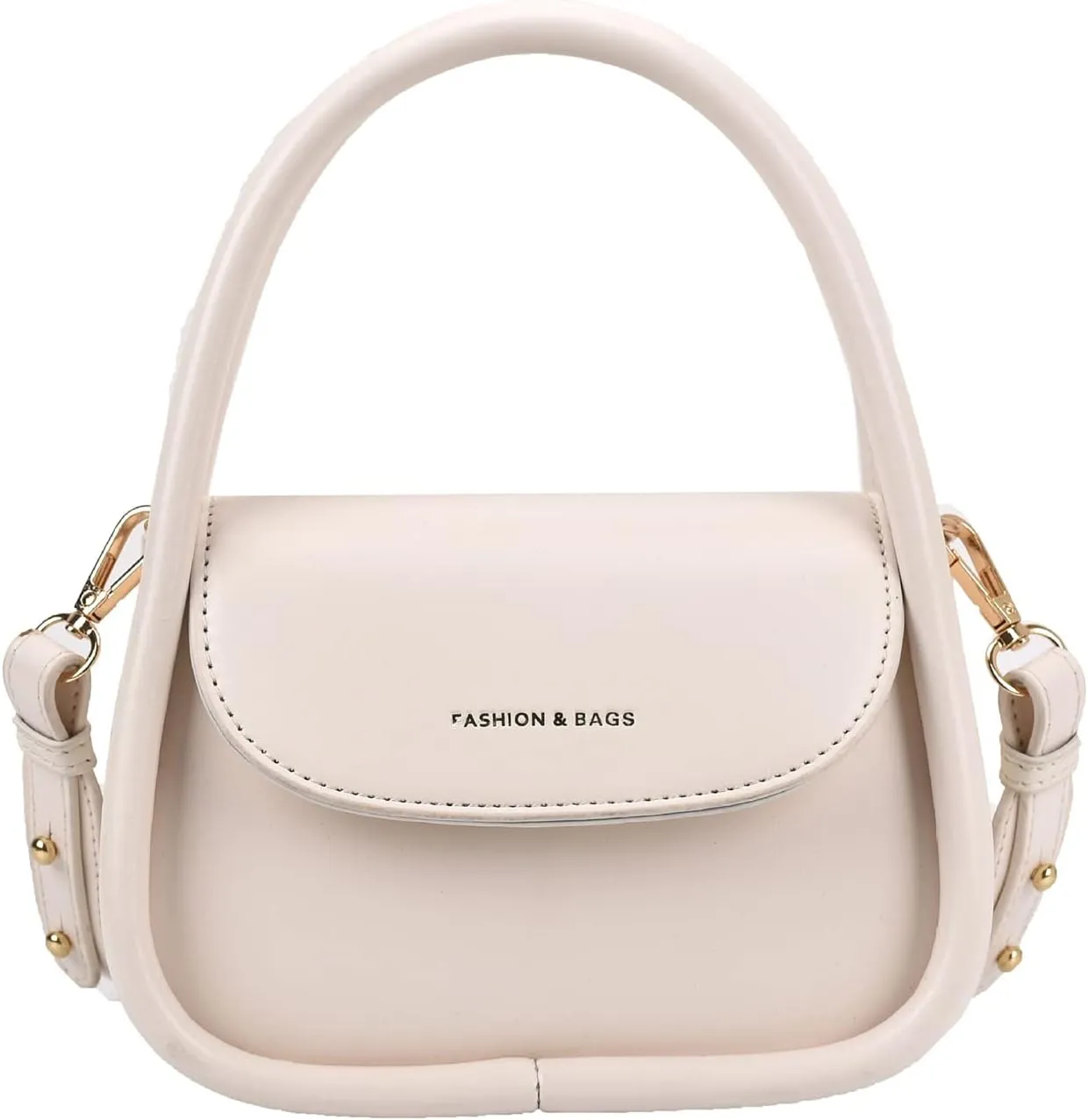 Trendy Women's Small Leather Handbag - Cute Top Handle Crossbody Satchel Bag (White)