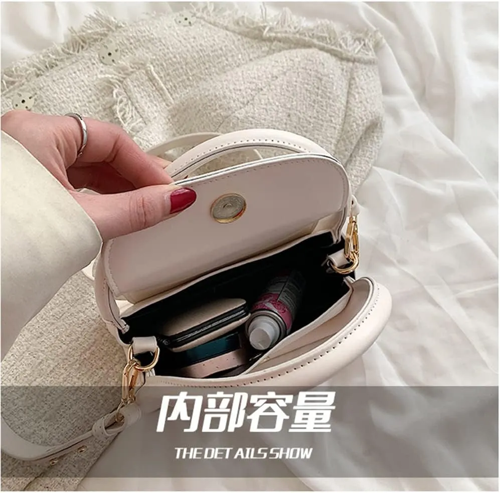 Trendy Women's Small Leather Handbag - Cute Top Handle Crossbody Satchel Bag (White)
